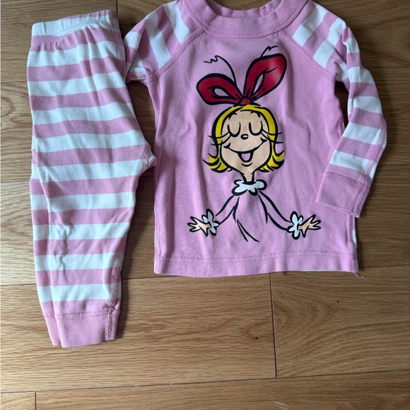 Hanna Andersson Pink & White Striped Cartoon Pajama Set - Picture 2 of 4
